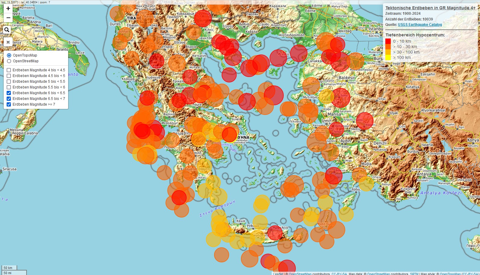 M4.0+ Earthquakes Greece 1900-2024