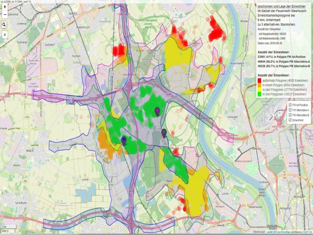 Geodatenanalysen und Karten der Feuerwehr Meerbusch